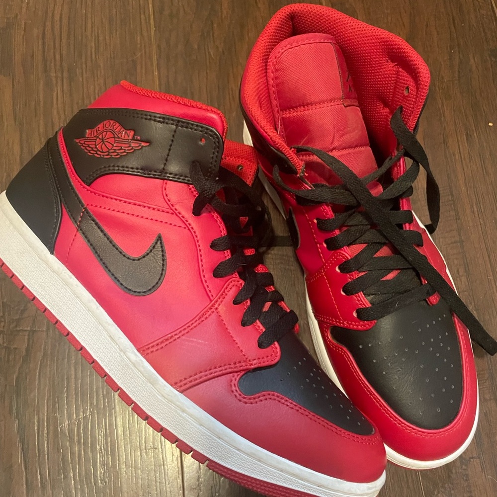 Red and Black High-Top Sneakers